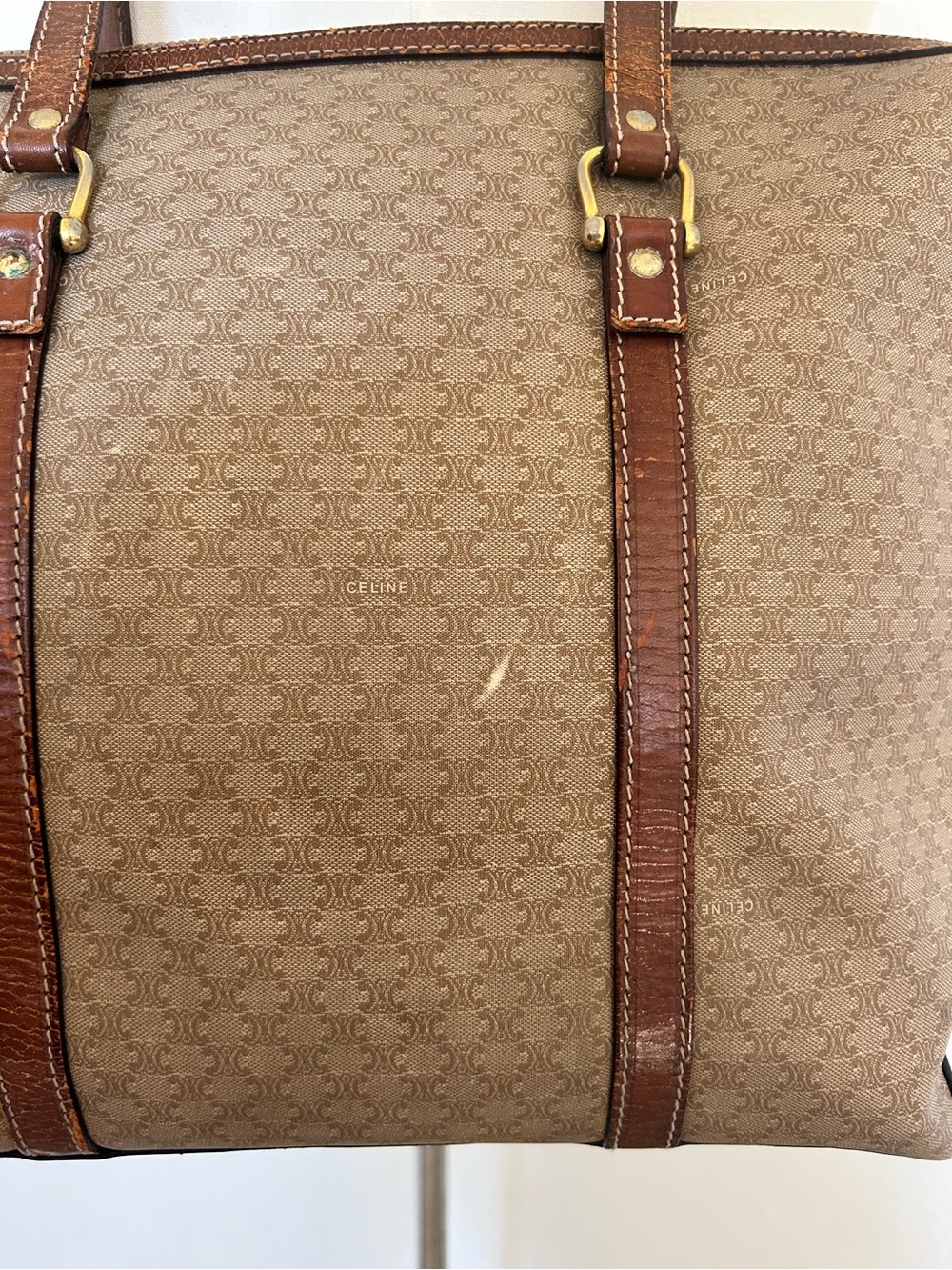 Vintage Celine Macadam Monogram Tote Travel Bag REHAB - Picture 6 of 16